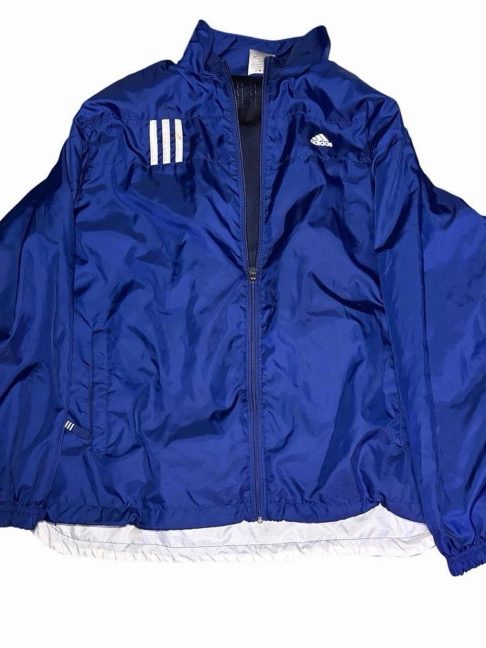 Vintage 90s/Y2K Adidas ClimaProof Packable Hood Windbreaker Jacket - Royal Blue